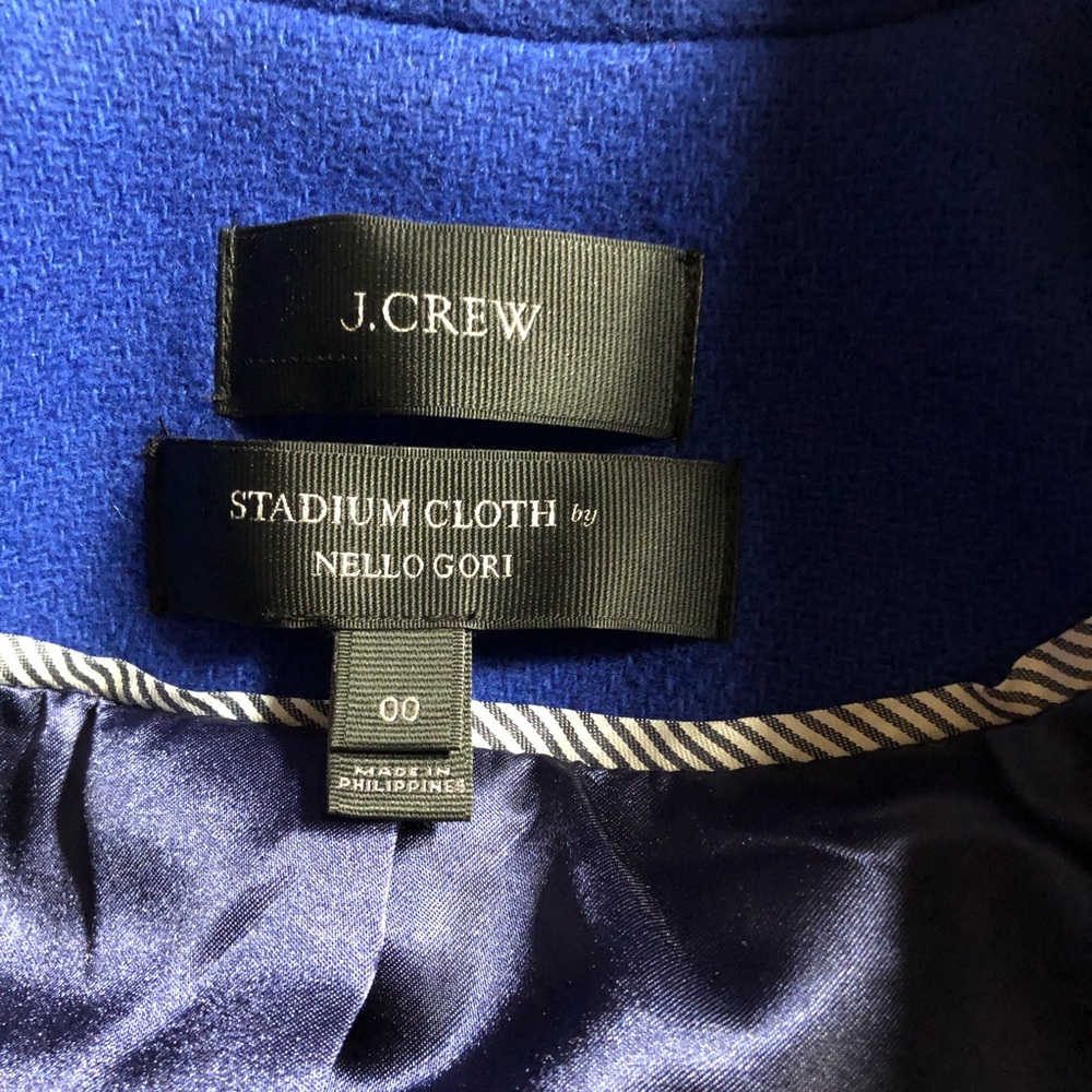 J Crew royal blue textured tweed double breasted coat jacket peacoat - Picture 3 of 9